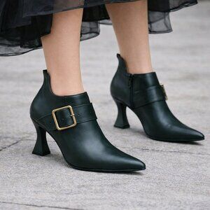 Ellie Kitten Heel Hazel Witch Bootie Dark Forest Green Size 8 NIB